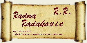 Radna Radaković vizit kartica